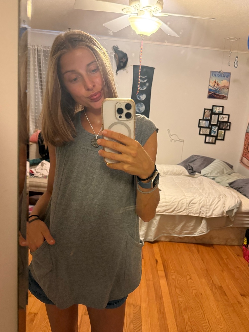 BDG grey blouse with pockets